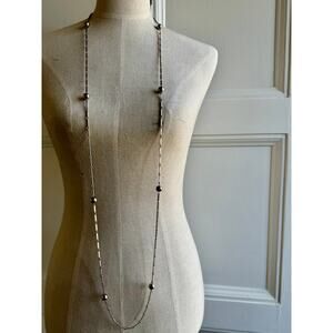 70's Vintage Silver Tone Ball Link Chain Long Necklace